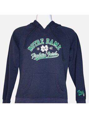Notre Dame Mens Champion Hoodie Navy Blue M Fighting Irish Logo Long Sleeves